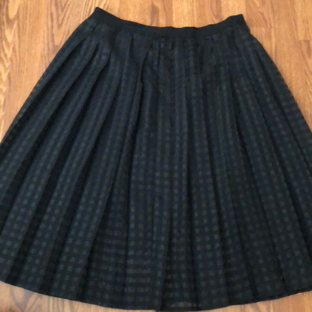 NWOT Sheer black checkered fully lined midi skirt